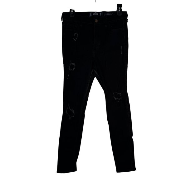 Hollister Black Distressed High Rise Super Skinny Waisted Jeans Pants Size 9S  S - Picture 1 of 6